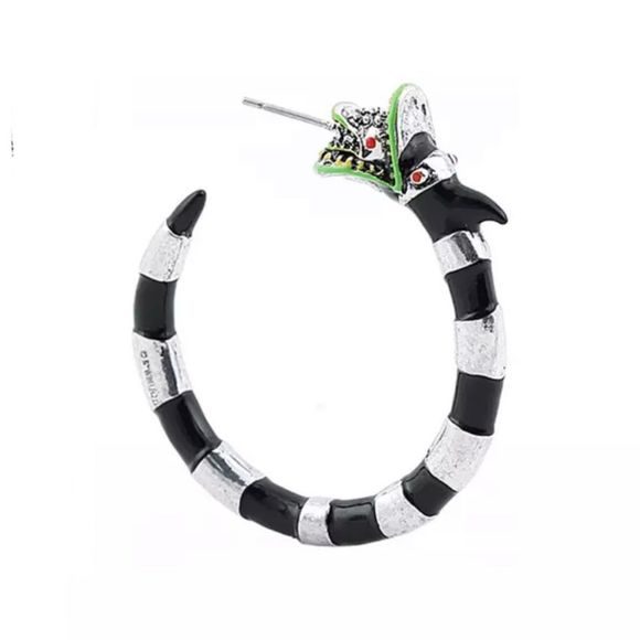 ONE PAIR LEFT! BEETLE JUICE HOOP LOOP FETISH BLACK & WHITE STRIPE SAND WORM 🪱 - Picture 7 of 16